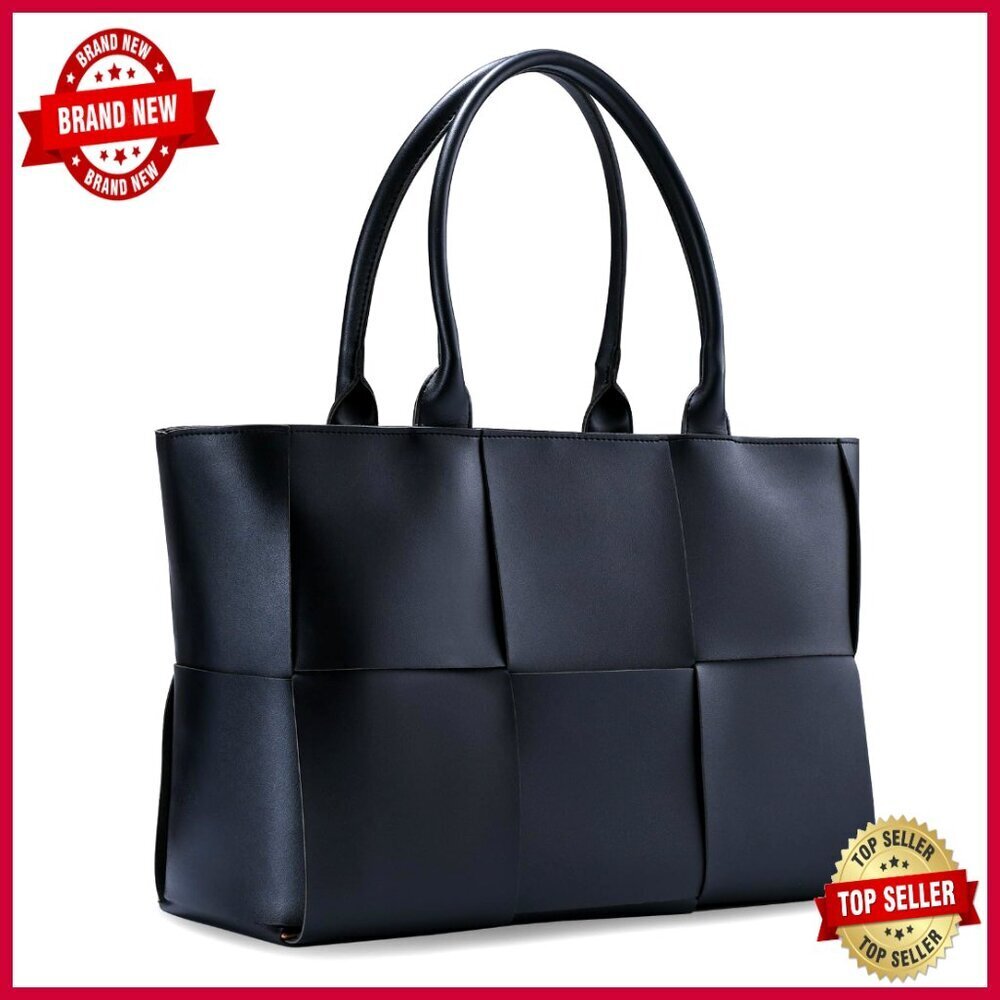 Large PU Leather Tote Bag with Zipper Closure, Shoulder Strap